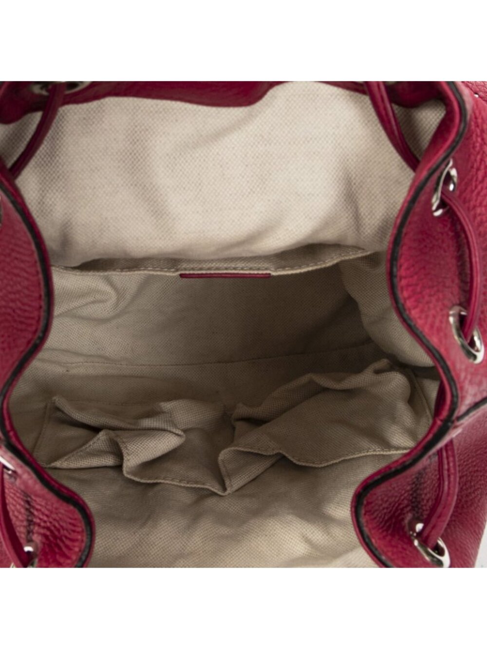 Gucci Bamboo Backpack Tassel Fuchsia Pink Gray Calfskin Leather - Picture 9 of 10